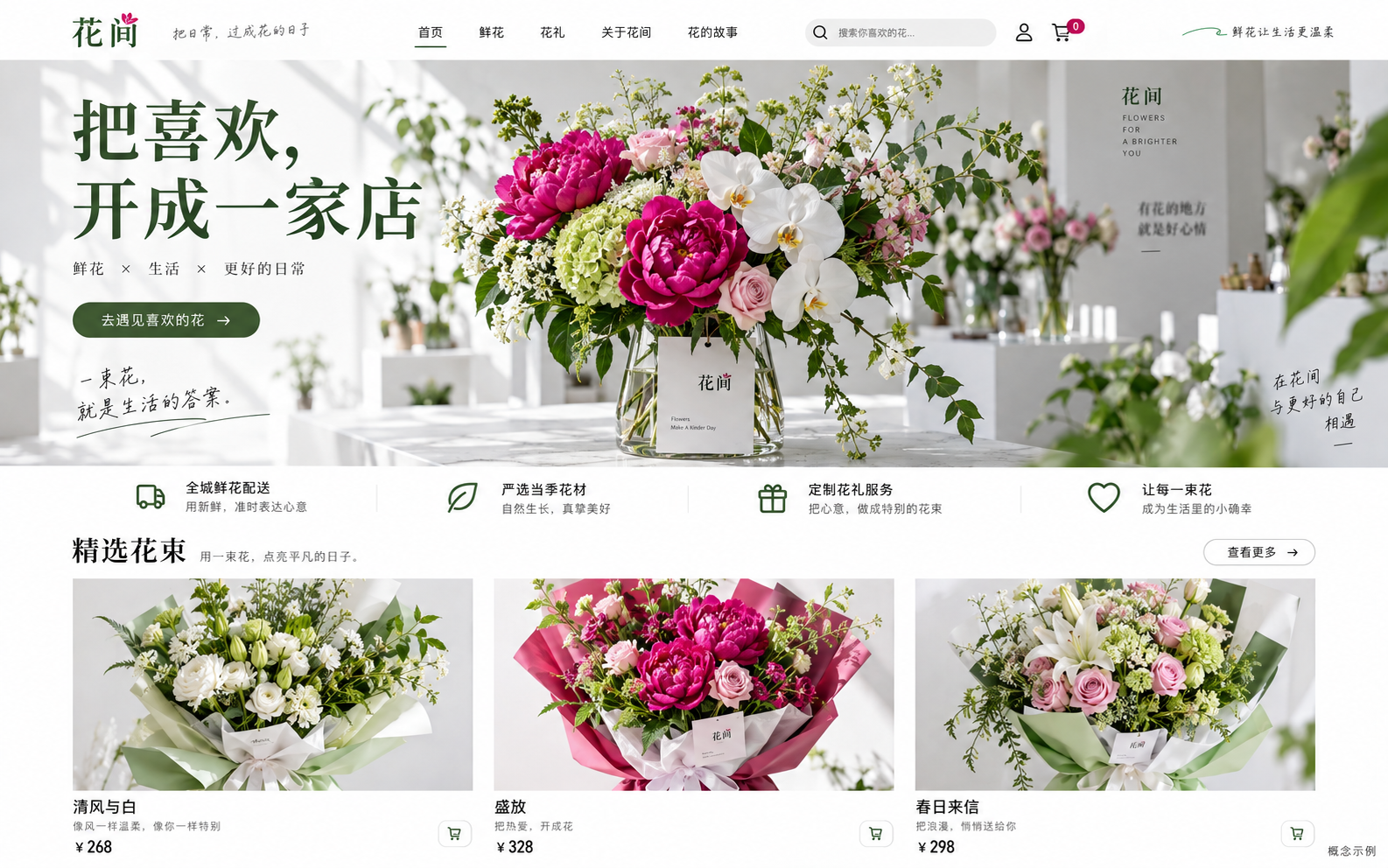 Flower shop storefront · Concept example
