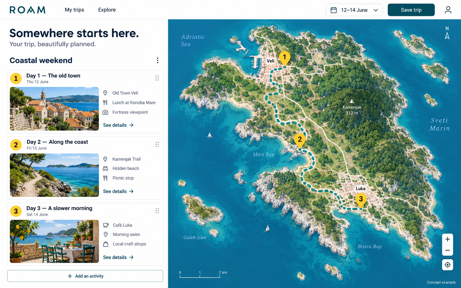 Travel planning tool · Concept example